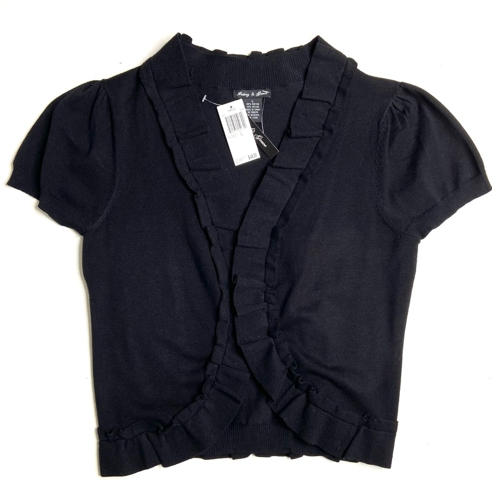 Audrey And Grace Black Short Sleeve Shrug Size Large